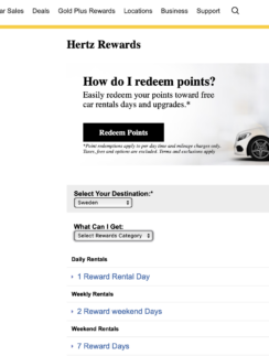 a screenshot of a car rental application